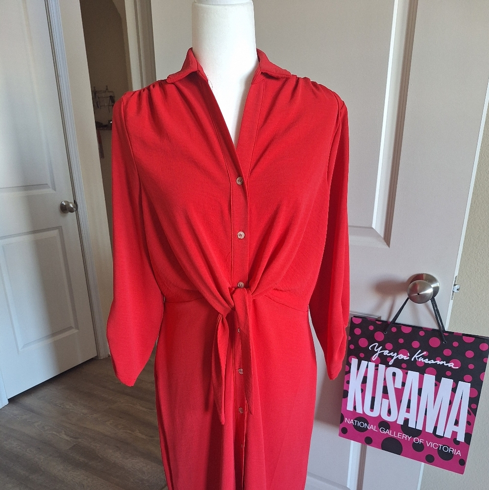 Red Button-Up Dress New With Tags Size XL